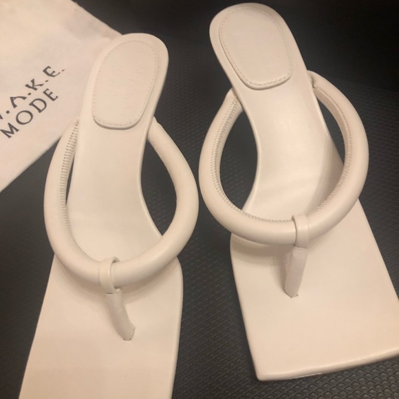 NWT A.W.A.K.E. Mode white leather sandals 6.5 7 - Picture 2 of 7